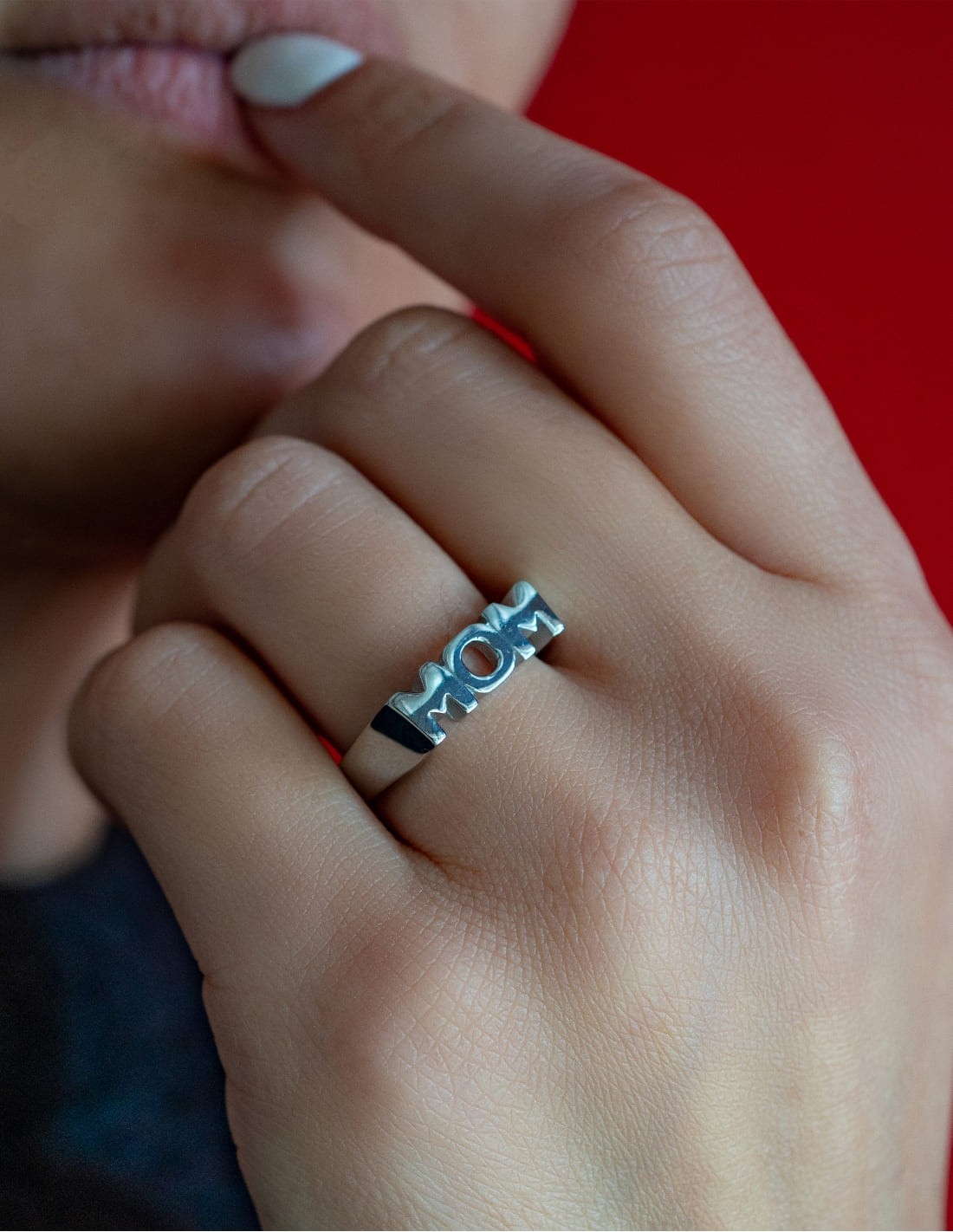 bague maman sculptée argentée ajustable