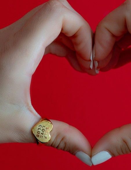 chevalière coeur dorée