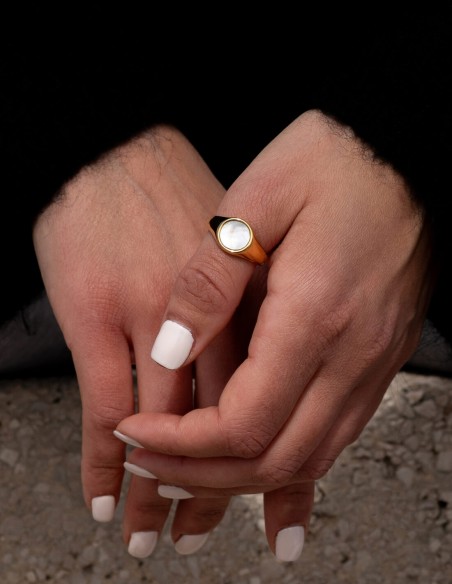Bague Earth dorée & nacre