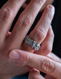 bague argent destructurée  motif cratère de lune 2