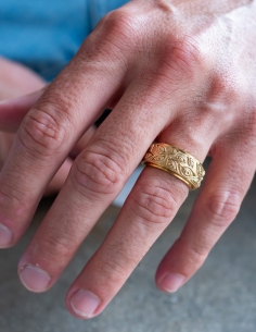 bague motif oeil anneau tournant dorée 2