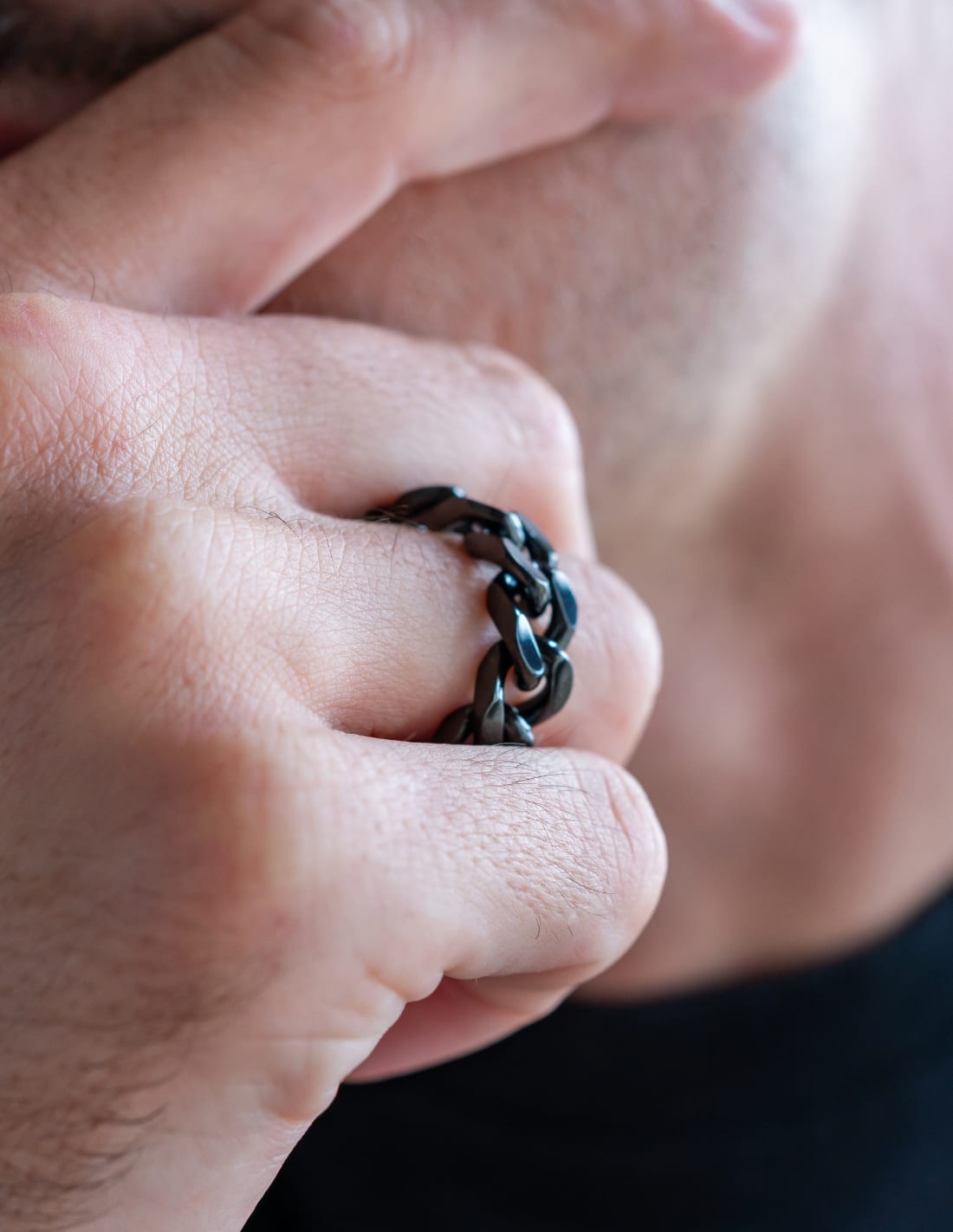 bague cubaine noire homme