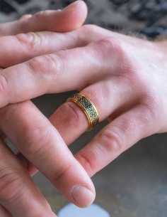 bague anti stress motif celtique doré noir 2