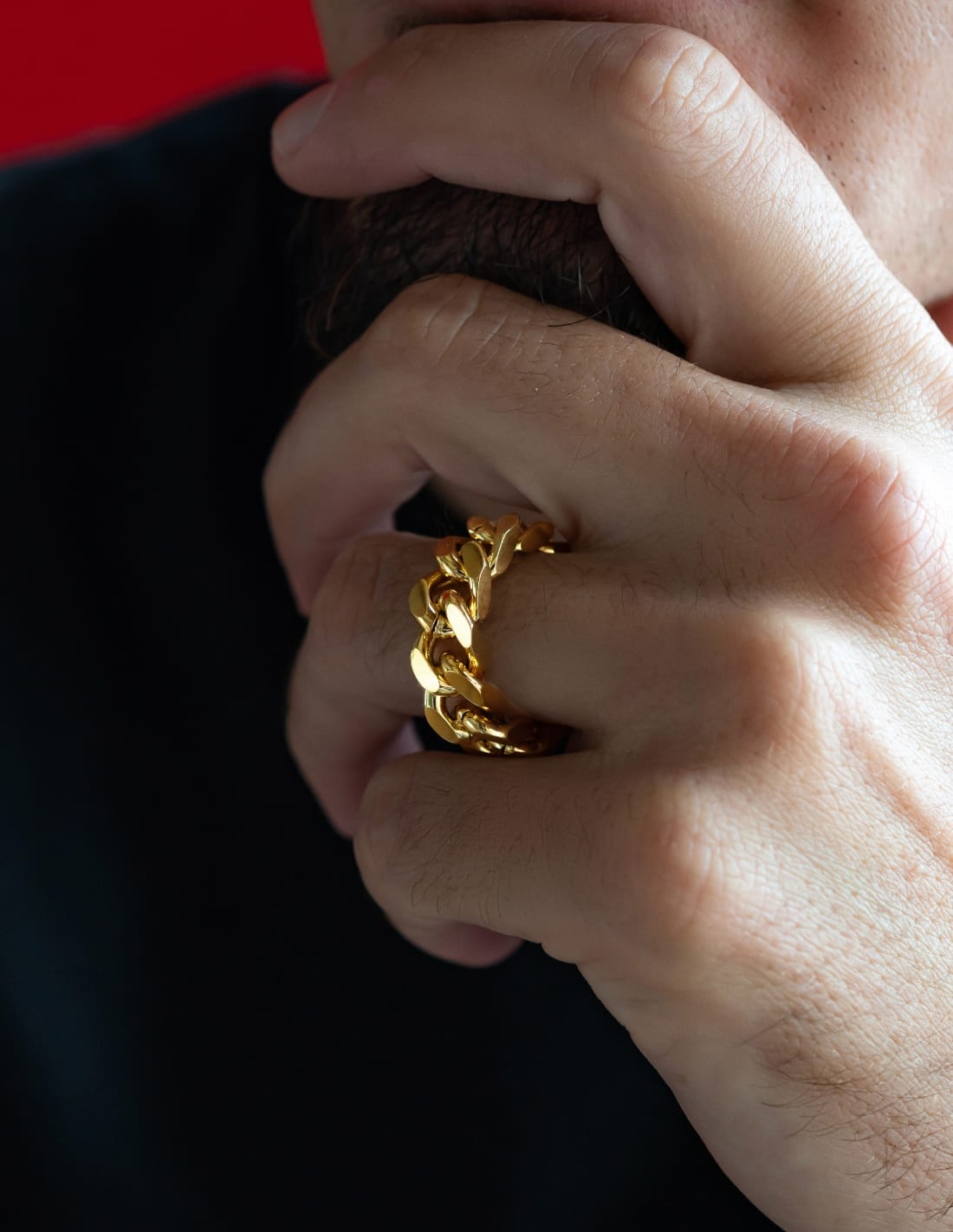 bague maille cubaine homme dorée