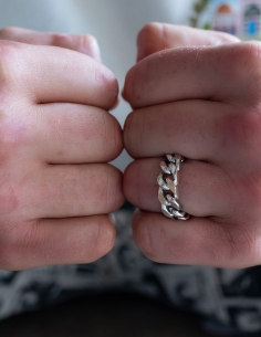 bague cuban link argentée 2