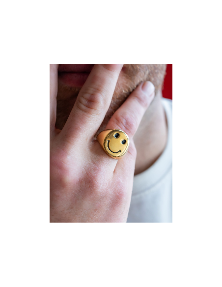 bague smiley dorée