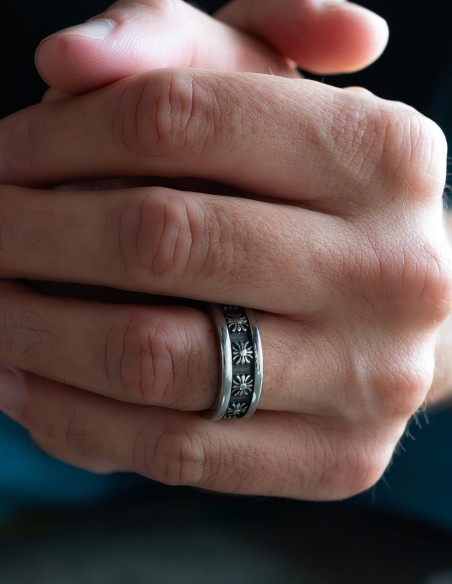 bague anneau punk argentée