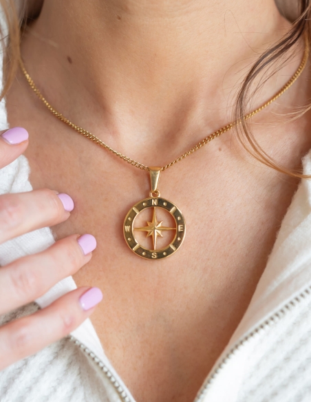 Collier Rose des vents doré