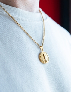 Collier doré streetwear pendentif leonardo de vinci 2
