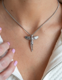 Collier argenté streetwear pendentif ange 2
