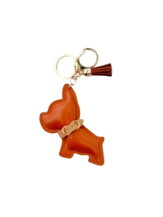 bijou de sac bulldog orange effet cuir