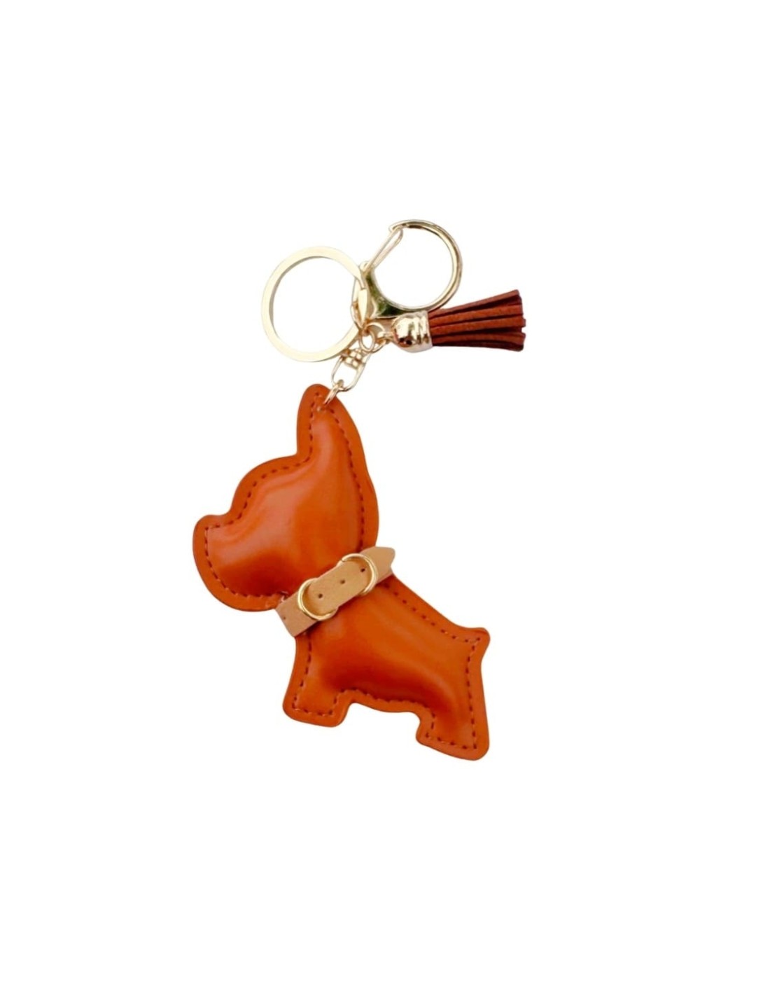 bijou de sac bulldog orange effet cuir
