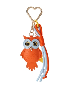 bijou de sac chouette orange effet cuir