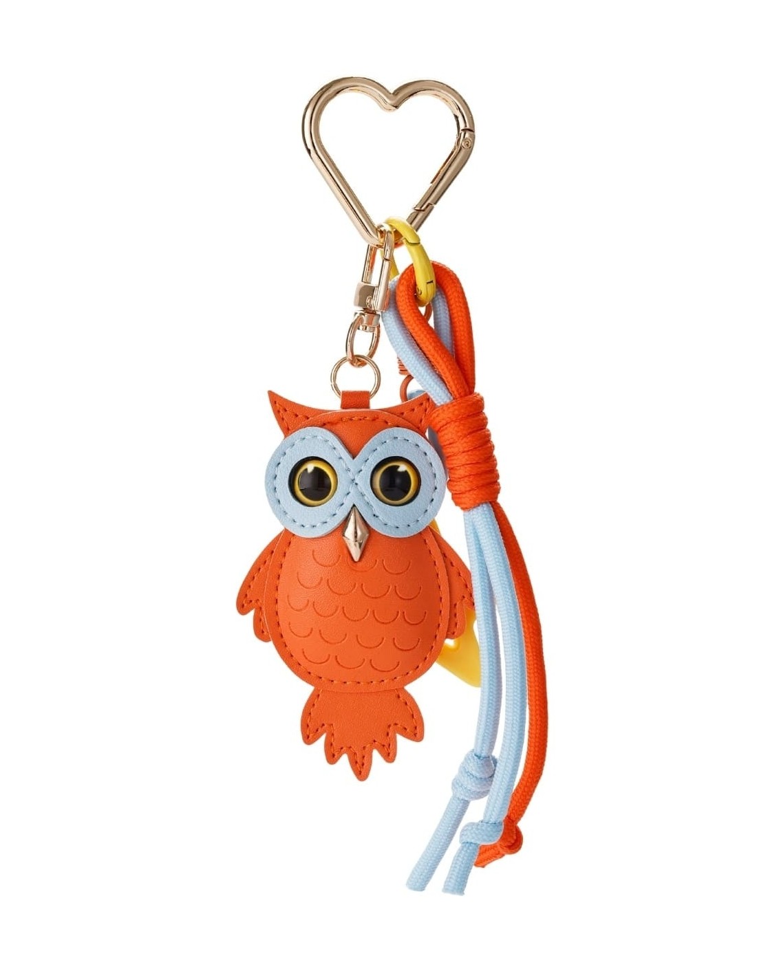 bijou de sac chouette orange effet cuir