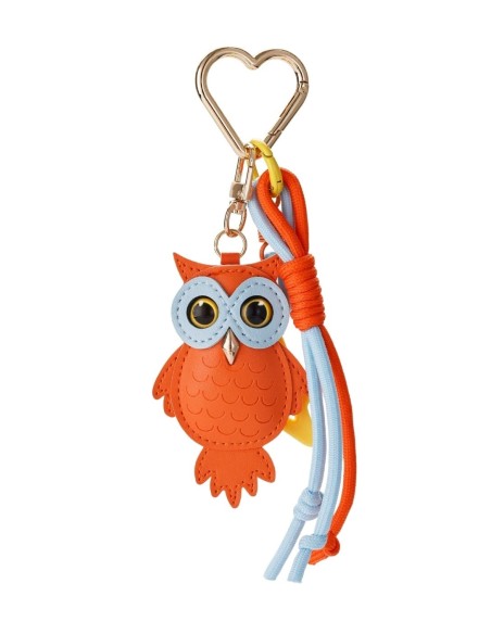 bijou de sac chouette orange effet cuir
