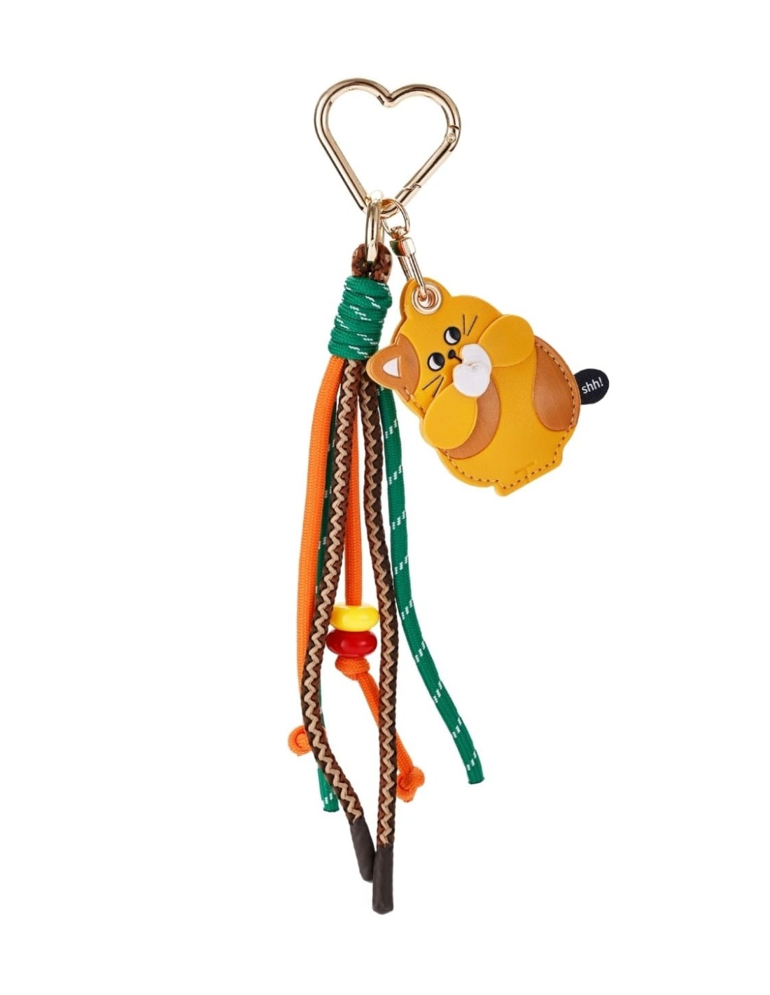 bijou de sac chat jaune effet cuir