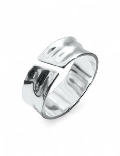 bague anneau réglable argentée