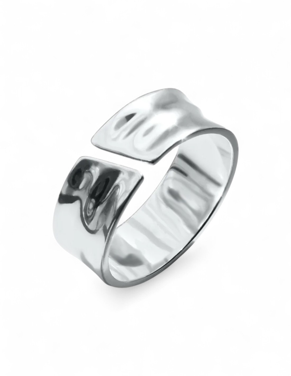 bague anneau réglable argentée