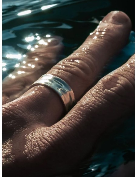 bague homme anneau argenté acier réglable inoxydable