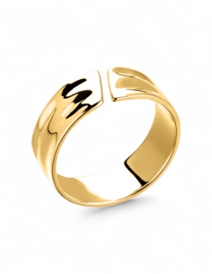 bague anneau ondulée dorée en acier inoxydable