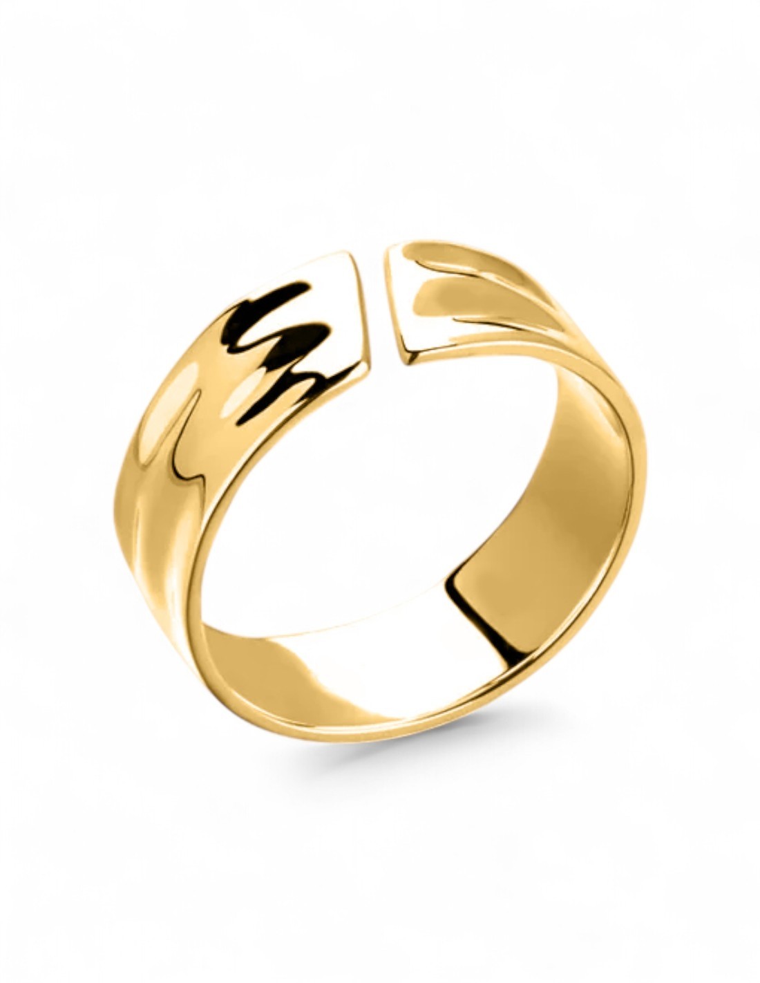 bague anneau ondulée dorée en acier inoxydable