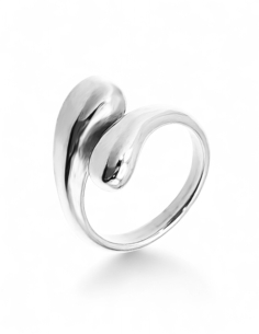 bague gouttes argentée en acier inxoydable