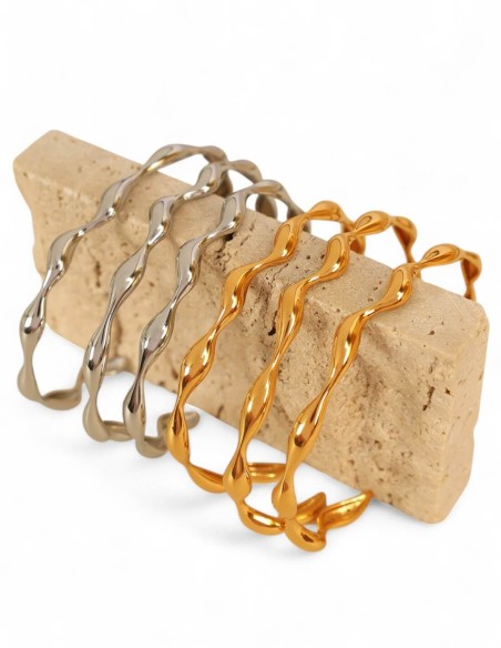 bracelets jonc doré argenté acier inoxydable