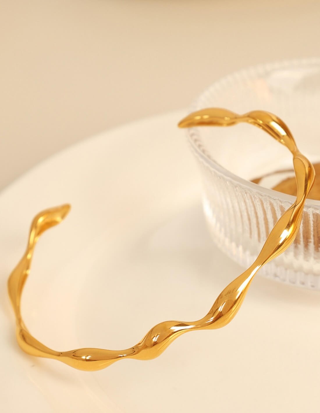 bracelet jonc doré acier inxoydable