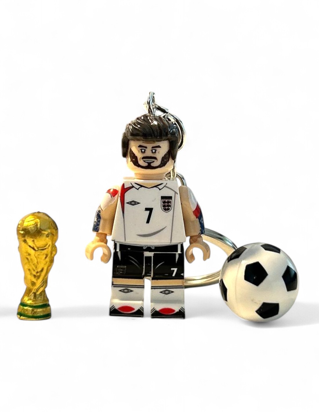 porte clés lego beckham avec ballone et coupe miniature