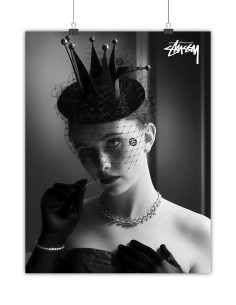 poster stussy femme couronnée noir et blanc