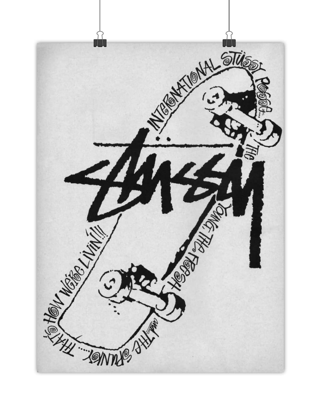 poster skateboard stussy logo vintage