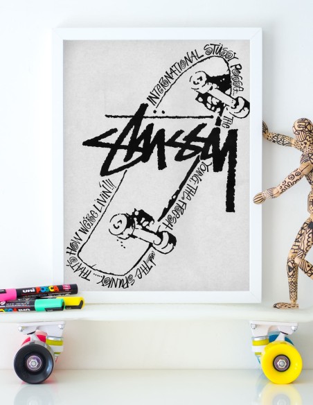affiche skateboard stussy logo vintage