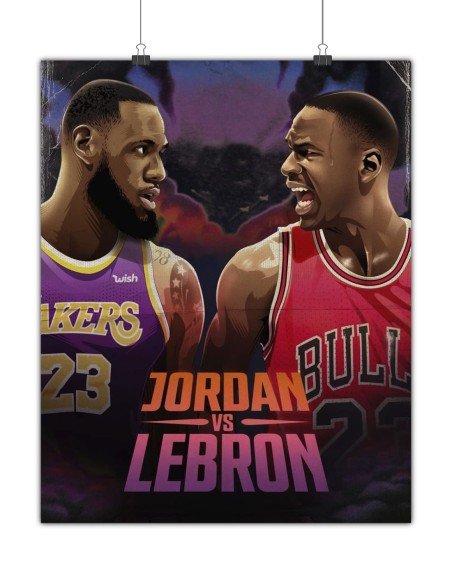 poster michael jordan lebron james match basket