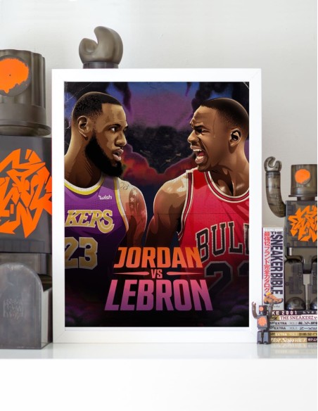 affiche michael jordan lebron james match basket