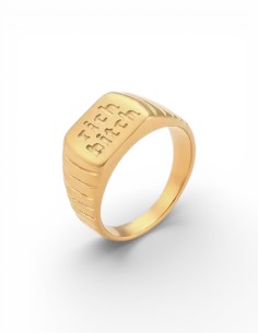 bague chevaliere rich bich message drole dorée