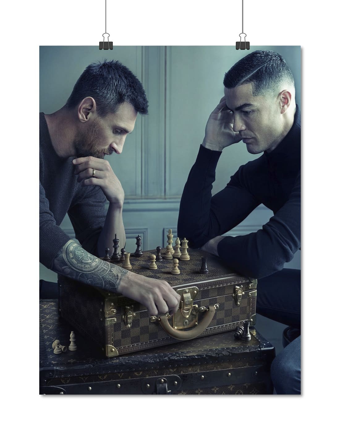 poster messi ronaldo partie echecs louis vuitton