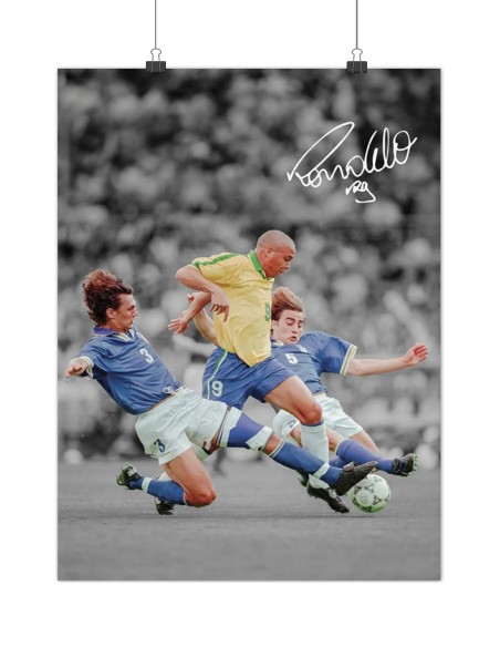 poster ronaldo r9 brésil dribble signature