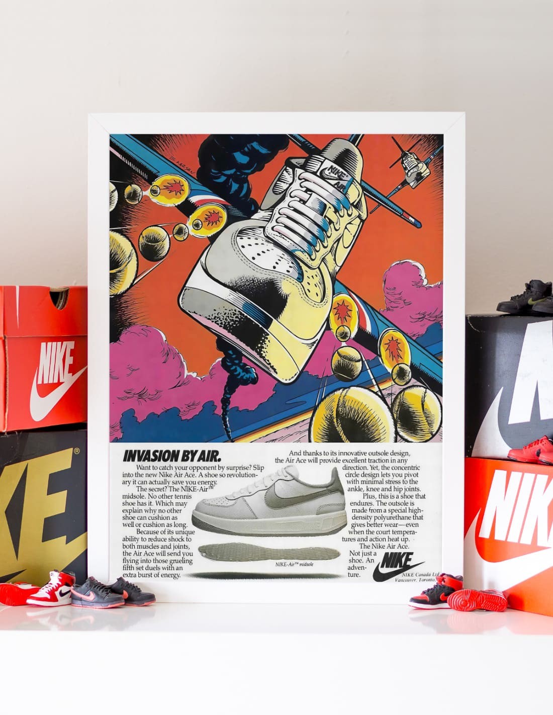 affiche nike air semelle publicité comics