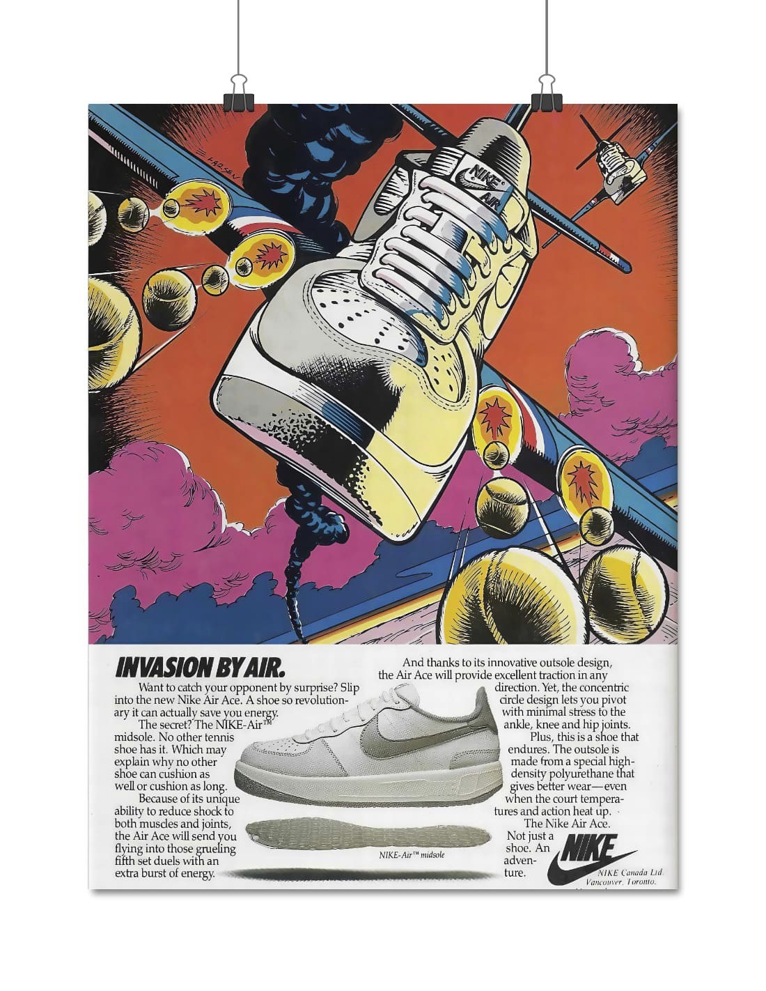 poster nike air midsole publicité comics