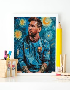 poster messi fc barcelone van gogh bleu jaune 2