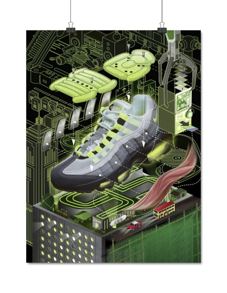 poster nike air max 95 neon og vert  illustration