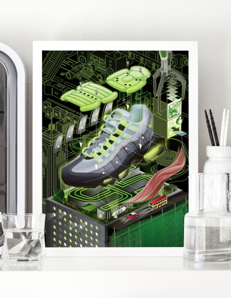 affiche nike air max 95 neon og vert illustration