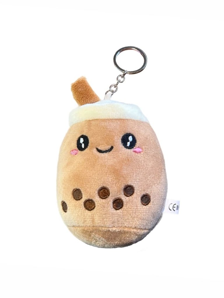 bijou de sac peluche bubble tea marron