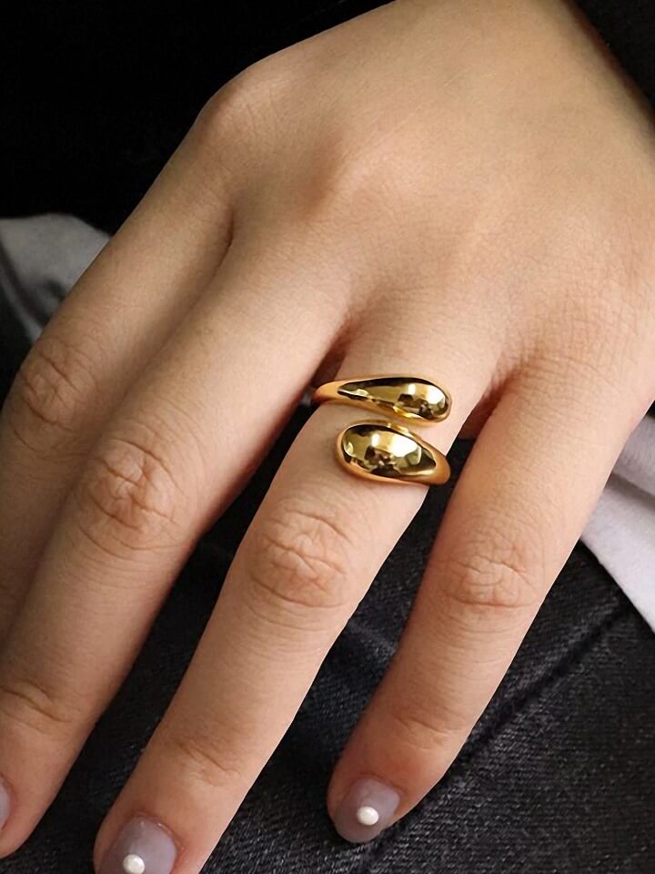 bague femme gouttes dorée